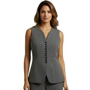 Giuseppe Collection Vest Wool Tailored Black Olive Stripe Size 2 Vintage Preppy